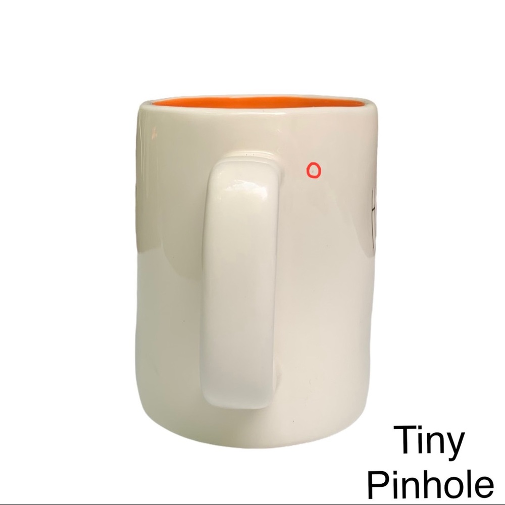 Rae Dunn HAPPY HALLOWEEN Mug Double Sided White Orange Interior NWT 2017 OG - Picture 5 of 14
